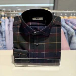 닥스셔츠 밑단라운드 일반핏 노케어 미디움체크 겨울 남방 (DLW1SHCL105N1)