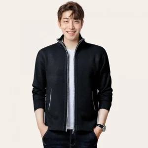 남성 가을 겨울 차이나 니트 집업 자켓 기모안감 가디건 2컬러