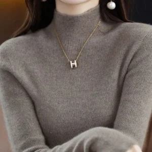 티류으스 여성 가을겨울 캐시미어 반목 니트 슬림핏 울 이너티 Lyw