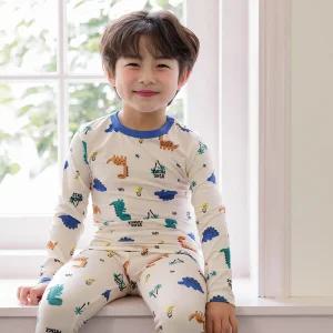 겨울잠옷 남아내의 실내복 컬러디노 소프트웜 9부세트