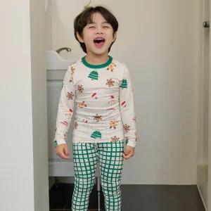 겨울잠옷 남아내의 실내복 그린 크리스마스 소프트웜 9부세트