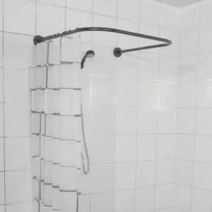 키밍 욕실 샤워커튼봉 ㄷ자 코너 곡선봉 80cm 블랙