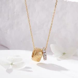 [비앤비골드] 18K 샤인 리프컷 테니스 체인 목걸이 JNN42165