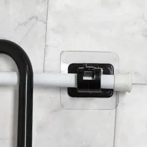 커튼 봉 후크 블랙 브라켓 접착식 무타공 커튼걸이 수건걸이