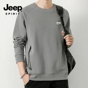 JEEP SPIRIT 남자 맨투맨 오버핏 네오프렌 가을 겨울 기모 긴팔 티셔츠
