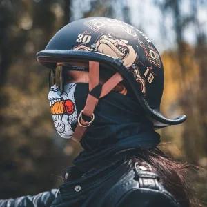 오토바이 반모 독수리 캐릭터 빈티지 레트로 하프 헬멧