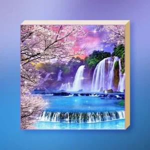 폭포수 벚꽃나무 (캔버스) 보석십자수 30x30