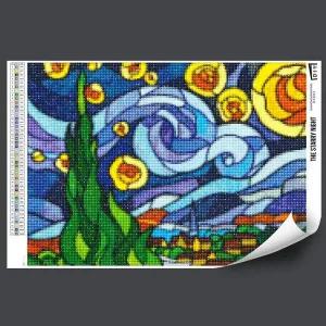 [콩심팥심]보석십자수 글라스 아트 별이빛나는밤 38x52