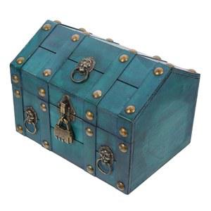 키치보 나무 장신구 상자 보물 빈티지 수제 보관 용기 케이스 공예 동전 저금통용 자물쇠가 달린 트렁크