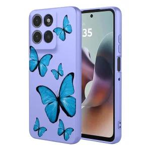 KOARWVC 모토 G56 케이스, XT2529-2 귀여운 나비 패턴 보호 소프트 TPU 폰 커버 모토로라 모토 G56 퍼플 버