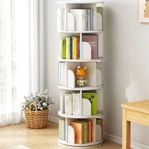 원목 인테리어 원형 회전 책꽂이 책장