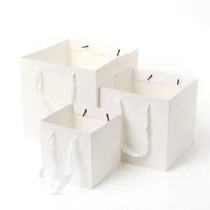 [콩심팥심]화이트 정사각형 무지 중형 쇼핑백 종이백 튼튼한쇼핑