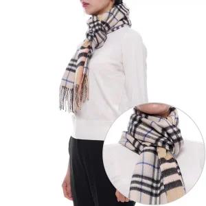 [버버리] 25FW 여성 리버시블 체크 캐시미어 머플러 (8090952 SAND LICHEN W 25F)