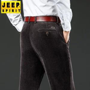 JEEP SPIRIT 캐주얼 골덴바지 가을 겨울 스트레이트 남성 방한바지