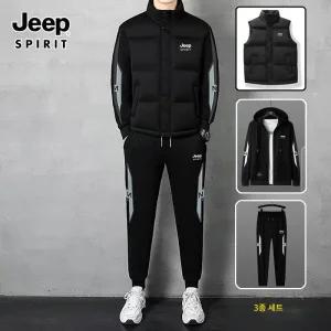 JEEP SPIRIT 가을 겨울 남성 운동복 후드맨투맨 패딩조끼 바지 3종트레이닝세트