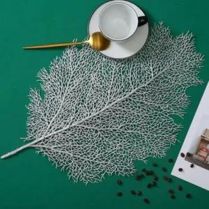 주방매트 테이블장식 실버 리프 인테리어 플레이트매트 2p 식탁매트 홈파티용품 플레