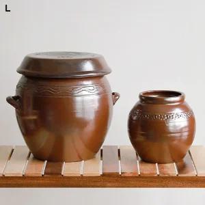 영암옹기 명품 항아리 뚜껑 세트 3호 10L 문양랜덤발송다용도 김치 소금 된장 쌀보관독