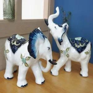 ksr 핸드페인팅 럭셔리풍수 코끼리  대) 2P 코끼리인형 인테리어인형 거실소품