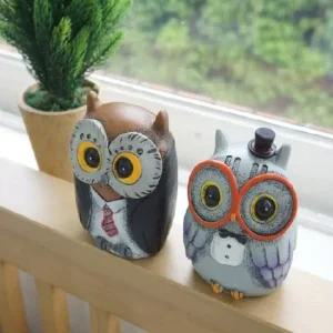 ksr 귀요미 신사 부엉이 2P 부엉이장식품 부엉이 집들이선물 부엉이소품 풍수소품