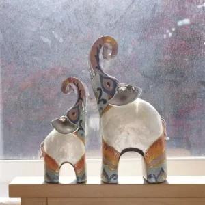 ksr 하늘코 자개 무늬 코끼리 2P  4865) 코끼리인형 인테리어인형 거실소품 거실인테리어