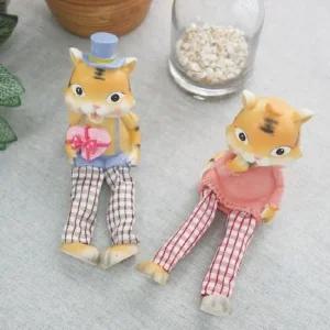 ksr 앉은 체크바지 호랑이 커플 2P  선물) 호랑이인형 선반인형인테리어인형 거실소품