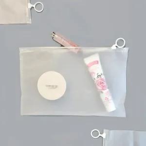 슬라이드 고리형 지퍼백 반투명 슬라이더 지퍼백 여행용 소분 파우치 PE 23x14cm 27x18cm