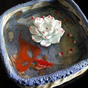 금붕어 향초꽂이 인테리어소품 향꽂이 연꽃과 향로