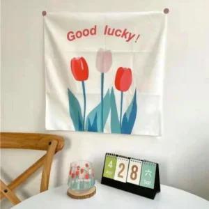 포스터 가리개 패브릭 포인트 레드 벽 튤립 (476D1)