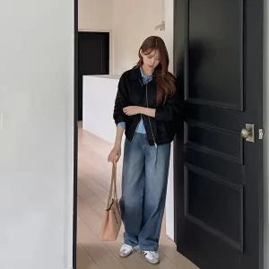 [빅사이즈]이블렛 호루트 길이별 핀턱 일자 데님팬츠 제이스타일