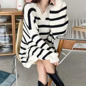 여성 단가라 브이넥 언발 니트 미니 원피스 키작녀 -WOP0176- 가을 겨울