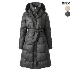 여성 로브끈 후드 롱 패딩점퍼