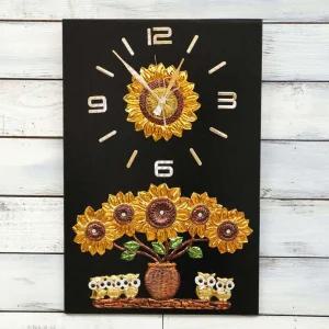 데일리데코 벨르 400x600 해바라기 부엉이 액자 벽시계