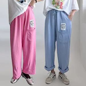 여성 패치 면 포켓 와이드 배기 팬츠 SPN0532 봄 가을