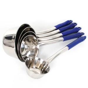 델키 스텐 통삭구 미니핸들 (특대) 1200ml 삭구 샥구 배식 국자 스텐바가지 자루바가지