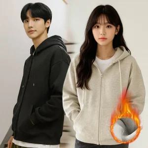 남여공용 웜코어 오버핏 기모 후드집업 6color  데일리 기모 집업 학생잠바