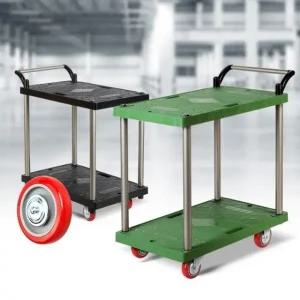 플라스틱 대차2단 특대 적색바퀴 이동식카트 무빙웨곤