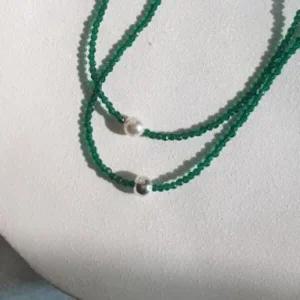 /신상오픈런 여성용 큐빅 진주 실버볼 블링 패션 목걸이