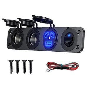 108W 12V QC3.0 시거잭 분배기, 토글 스위치 포함, 듀얼 45W & 18W PD 충전 차량용 패널 USB 소켓