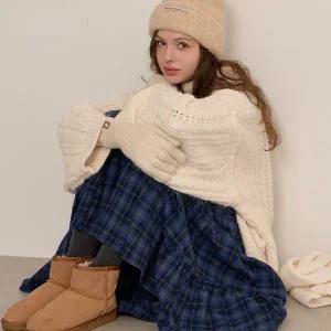 [공구우먼] [제작] 퐁당 체크 티어드 밴딩 롱 스커트 84505 빅사이즈 여성의류