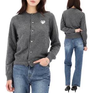 25FW 꼼데가르송 화이트 하트 와펜 가디건 AX N061 GREY