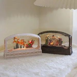 하르딘 앤틱 라운드 크리스마스 오르골 LED 스노우볼