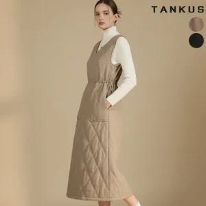 [탱커스] 여성 슬리브리스 셔링 퀼팅 원피스