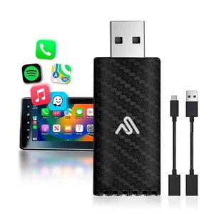 AutoSky 무선 카플레이 어댑터 2025 프로 에디션 - 가장 빠르고 컴팩트한 팩토리 유선 자동차 USB-A 및 USB-C 케이블 필수 OTA 업데이트.