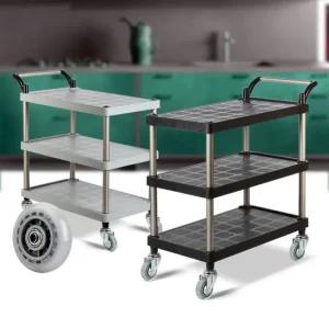 플라스틱 PP 3단 특대 무소음바퀴 이동식카트 트레이 서빙카 써빙카트 써빙카 주방카트