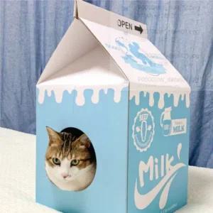 [콩심팥심]고양이 숨숨집 우유상자 스크래쳐 하우스 (흰우유)