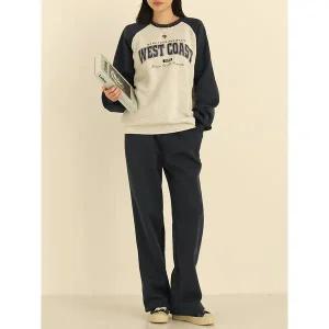 [하프클럽/시크루즈]샨즈 기모 레터링 맨투맨 + 팬츠 세트_BDOP104