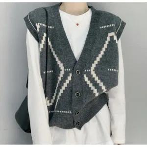 여성 루즈핏 니트조끼 오버핏 레이어드룩 데일리 감성 겨울패션 베스트