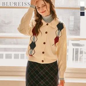 [블루레이스]아가일 카라 오픈 니트_BI5W1KT2241