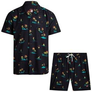 캐나다 웨더 기어 남성 비치웨어 세트 - 캠프 하와이안 셔츠와 수영 반바지 휴가 의상 세트(사이즈: S-2XL)