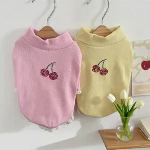 강아지 셔츠 옷 스 의상 가을 부드러운 귀여운 체리 고양이 동물 치와와 풀오버 애완 패션 반려용품